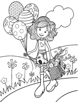 A coloring page of groovy girls